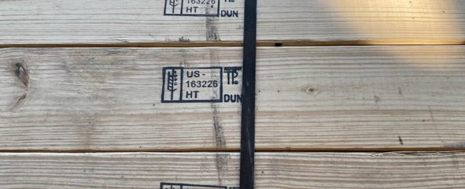 Official heat treated lumber stamp on wood for exporting
