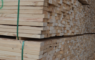 Large banded stack of southern yellow pine lumber