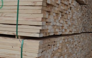 Large banded stack of southern yellow pine lumber